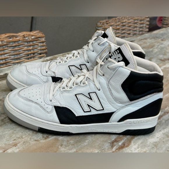 Men’s NEW BALANCE P740 James Worthy black/white high top sneakers- Size 12 - Picture 2 of 11